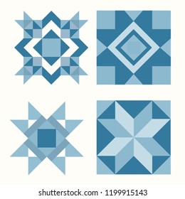 Blue Christmas tiles geometrical design vector