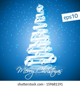 Blue christmas tree - abstract vector illustration