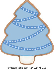 Blue Christmas Tree Cookie Illustration	
