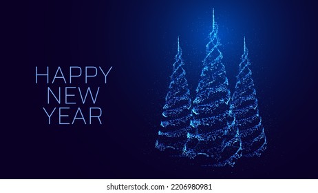 Blue Christmas Tree Glitter Particles Isolated on Transparent Background. New Year Sparkling Lights. Special Event, Luxury Card, Rich Style. Vector Illustration.
