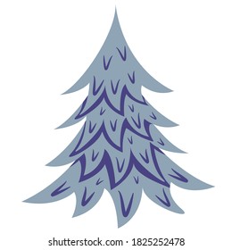 Blue Christmas tree, isolated on white. Vector illustration.