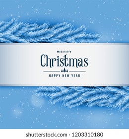 blue christmas tree leaves greeting background