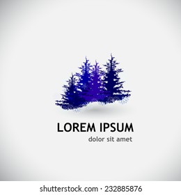 Blue Christmas tree on a white background. Vector 