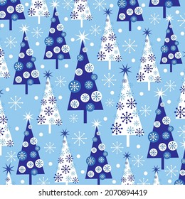 Blue christmas tree pattern for christmas card or gift wrap design