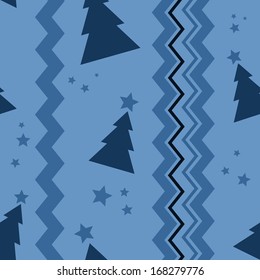 Blue Christmas tree seamless background