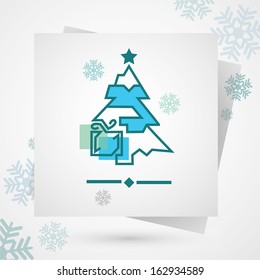 Blue Christmas tree in the snow