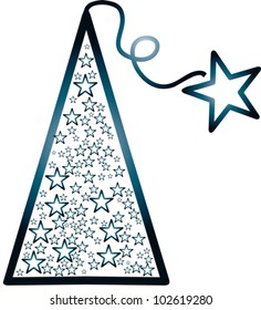 blue christmas tree with stars - vector illustration