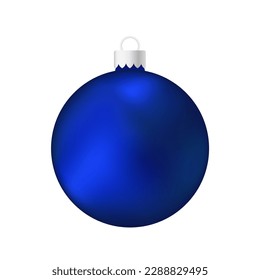 Blue Christmas tree toy or ball Volumetric and realistic color illustration