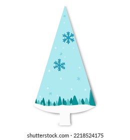 Blue Christmas trees in giant tree 