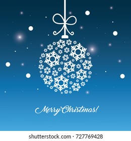 Blue christmas  vector background with ball.