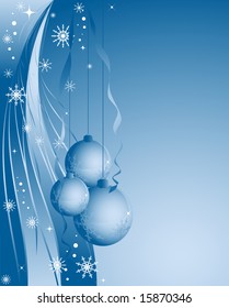 blue christmas vector with snowflakes and blobs