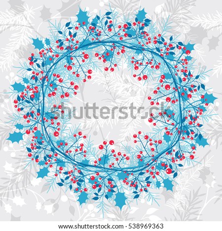 blue christmas wreath on seamless background winter plants elements for decoration vector illustration - Blue Christmas Wreath blue christmas wreath on seamless background winter plants elements for decoration vector illustration - Blue Christmas Wreath