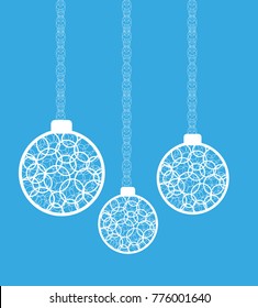 Blue christmasy balls made with laces (vector)