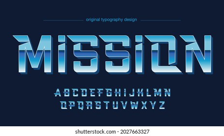Blue Chrome Gaming Futuristic Artistic Typography Font