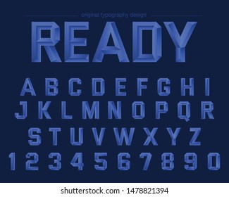 Blue Chrome Metal Artistic Font Typography Alphabet
