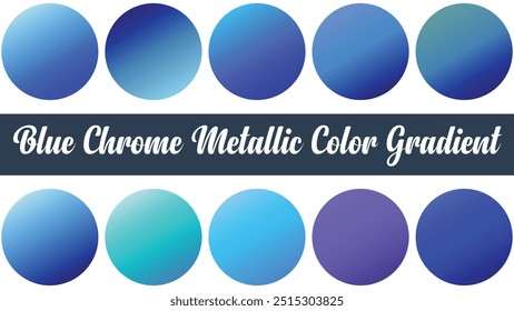 Conjunto de degradado de color metálico cromado azul