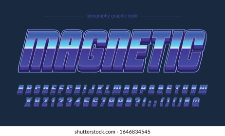 Blue Chrome Metallic Sports Italic Artistic Font Typography Design