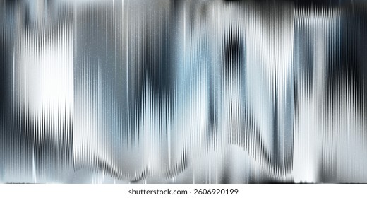 Blue chrome wavy ribbed acrylic or plexi glass seamless bg with grainy texture. Abstract gradient mesh pattern of corrugated glossy material. Polycarbonate panel blurry vector illustration
