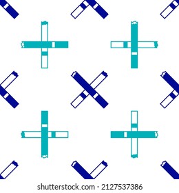 Icono del Cigarrillo Azul aislado patrón sin fisuras en fondo blanco. Señal de tabaco. Símbolo de tabaco.  Vector