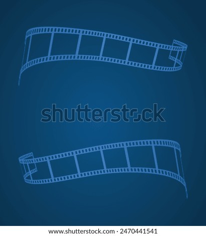 Blue cinema abstract background. 3d design with film reel.