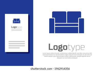 Blue Cinema chair icon isolated on white background. Logo design template element. Vector