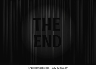 Blue cinema curtains with light beam and unscription The end. Vector illustration
Grey cinema curtains with light beam and unscription The end. Vector illustration