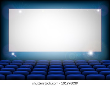 Blue Cinema empty screen with space for your text here