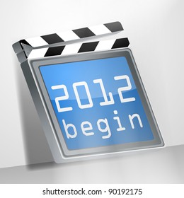Blue cinema frame with inscription of 2012 new year