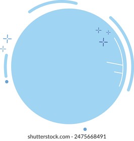 Blue circle abstract background design elements. Simple geometric shapes light blue solid color backdrop. Minimalist circle decorative lines sparkles