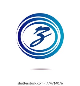 blue circle abstract symbol logo icon sign illustration element with shadow isolated on white background