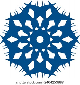 Blue circle with abstract symbol pattern 
