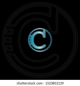 Blue Circle abstract techno letter C logo icon design concept for technology business, digital currency, virtual money  or more business initial identity.