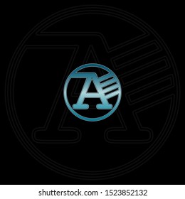 Blue Circle abstract techno letter A  logo icon design concept for technology business, digital currency, virtual money  or more business initial identity.