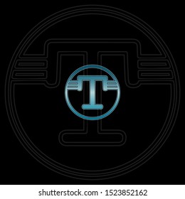 Blue Circle abstract techno letter T logo icon design concept for technology business, digital currency, virtual money  or more business initial identity.