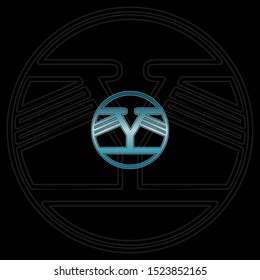 Blue Circle abstract techno letter Y logo icon design concept for technology business, digital currency, virtual money  or more business initial identity.