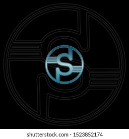 Blue Circle abstract techno letter S logo icon design concept for technology business, digital currency, virtual money  or more business initial identity.