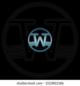Blue Circle abstract techno letter W logo icon design concept for technology business, digital currency, virtual money  or more business initial identity.