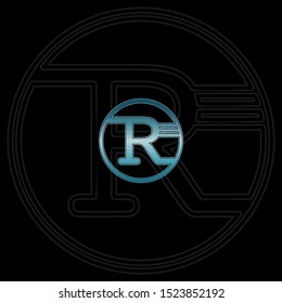 Blue Circle abstract techno letter R logo icon design concept for technology business, digital currency, virtual money  or more business initial identity.