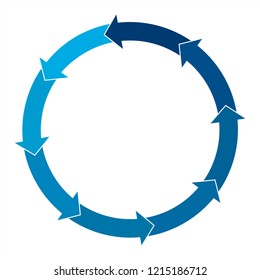 Blue circle arrows for chart. Vector graphic illustration. 