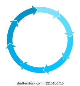 Blue circle arrows for chart. Vector graphic illustration. 