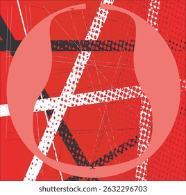 A blue circle background to a guitar abstract silhouette