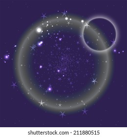Blue circle background with stars