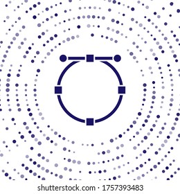 Blue Circle banner with Bezier curve icon isolated on white background. Pen tool icon. Abstract circle random dots. Vector Illustration