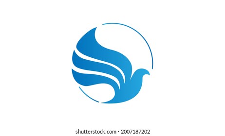 Blue circle bird logo design template element