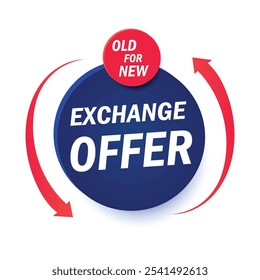 a blue circle with a black arrow pointing to a sign that says exchange.