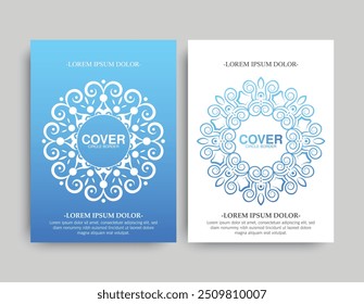 blue circle border pattern business cover