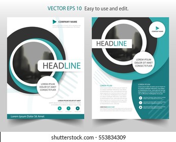 Blue circle brochure annual report flyer design template vector, Leaflet cover presentation abstract flat background, layout in A4 size