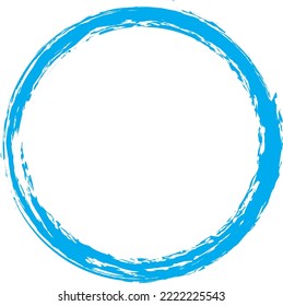 Blue circle brush stroke vector isolated on white background. Blue enso zen circle brush stroke. For stamp, seal, ink and paintbrush design template. Grunge hand drawn circle shape, vector
