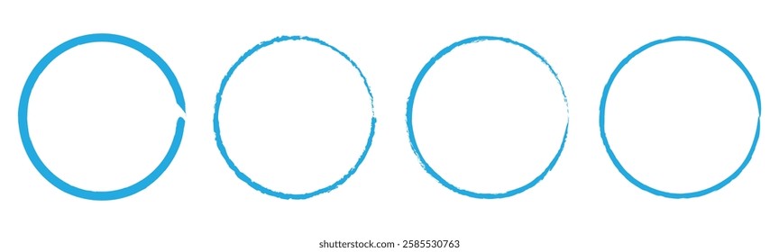 Blue circle brush stroke vector isolated on white background. Blue circle brush stroke. Set of vector paint brush stroke, ink splatter and artistic design elements