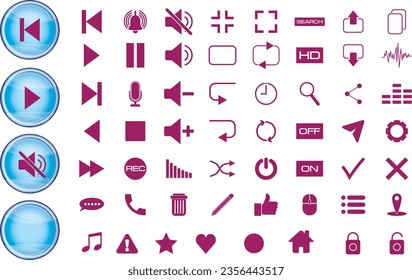 Blue circle button with symbol for website or game user interface